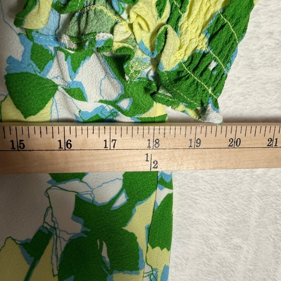 Diane von Furstenberg DVF Jemma Green Yellow Floral Crepe Viscose Midi Dress 16 - Picture 7 of 10